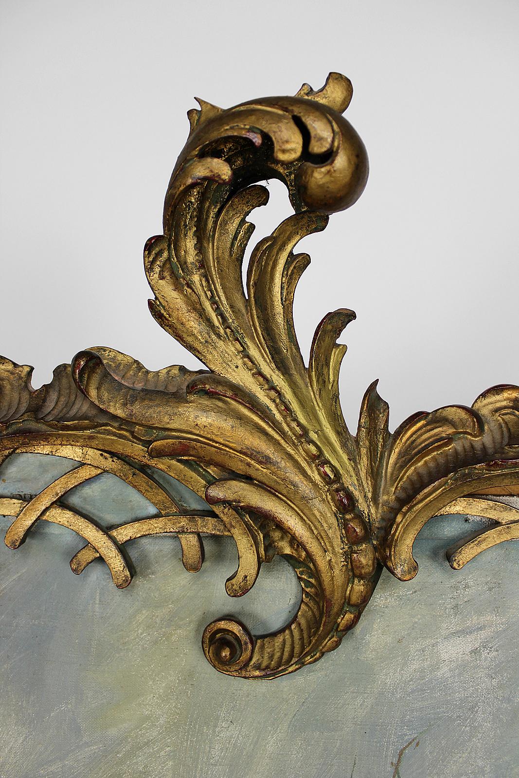 Belle Epoque Folding Screen, Gilded Carved Wood and Naturalist Paintings, 1880s 7