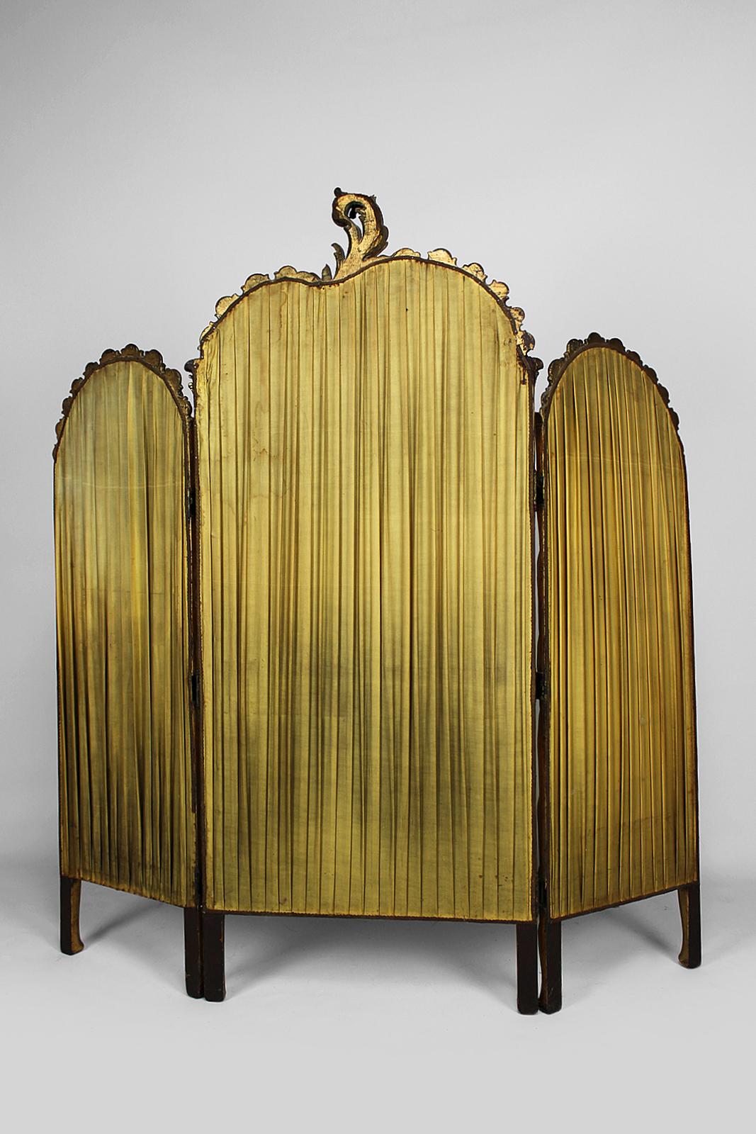 Belle Epoque Folding Screen, Gilded Carved Wood and Naturalist Paintings, 1880s 8