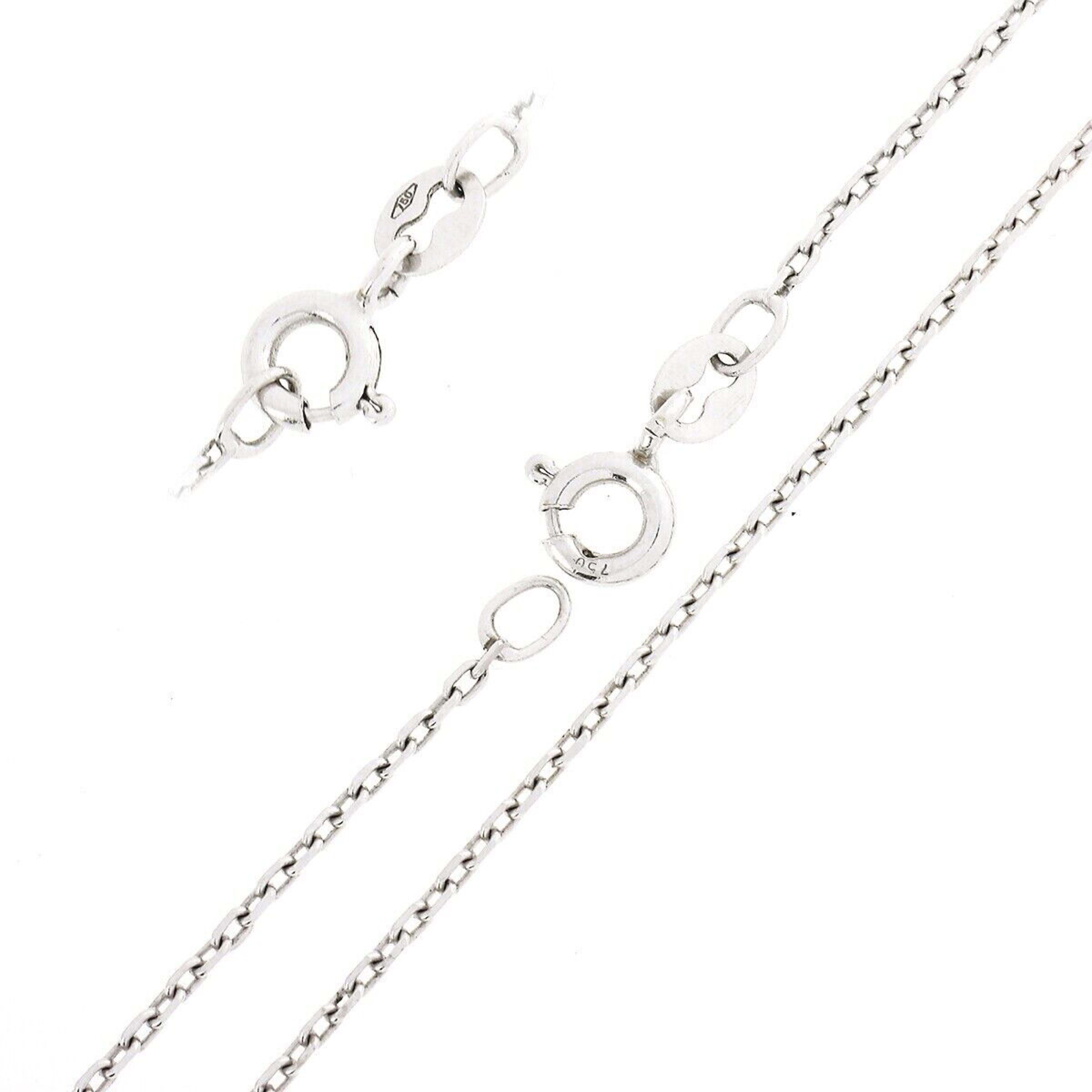 Belle Epoque French 18K White Gold European Diamond Bow Dangle Pendant Necklace For Sale 2
