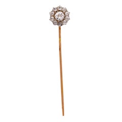 Belle Époque French 2 carat total weight diamond 18k rose gold pin