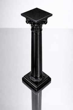 Belle Epoque French Black Lacquer Column Pedestal, Late 19th Century