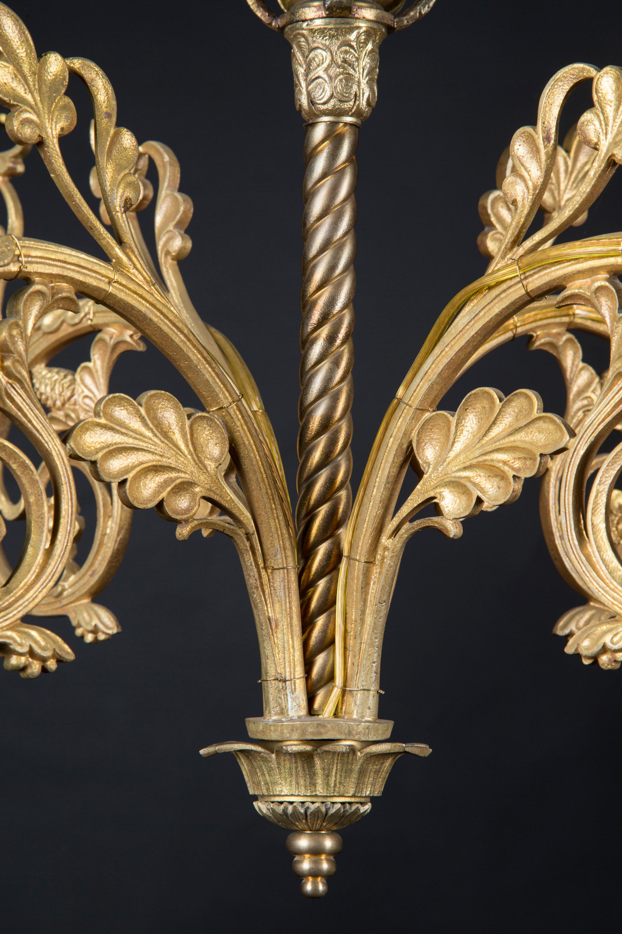 Araña de bronce francesa Belle Epoque en Bueno estado para la venta en New Orleans, LA