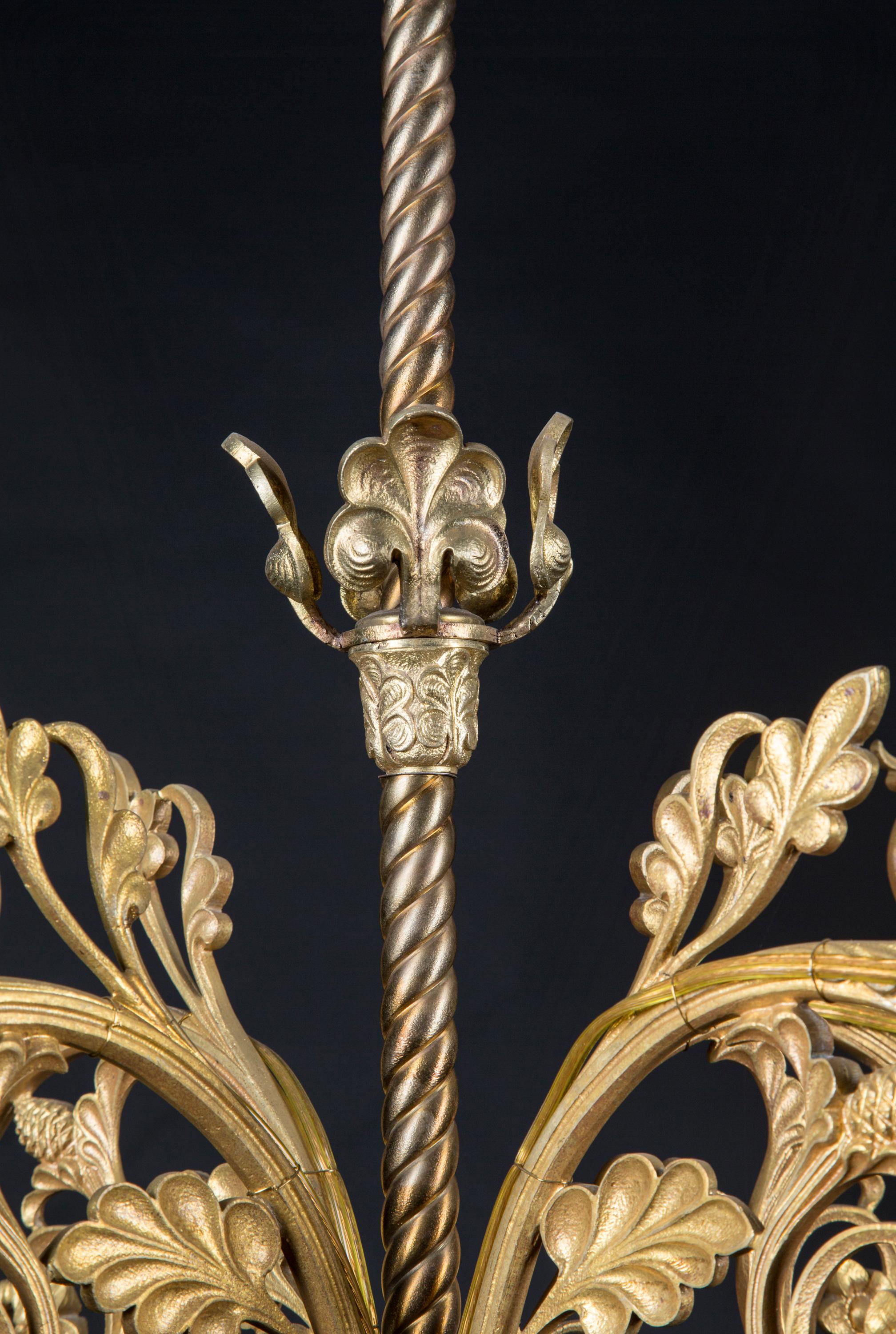Araña de bronce francesa Belle Epoque siglo XX en venta