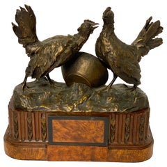 Belle Epoque French Bronze of Game Hen with Pedestal