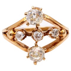 Belle Époque French Diamond 18k Yellow Gold Ring