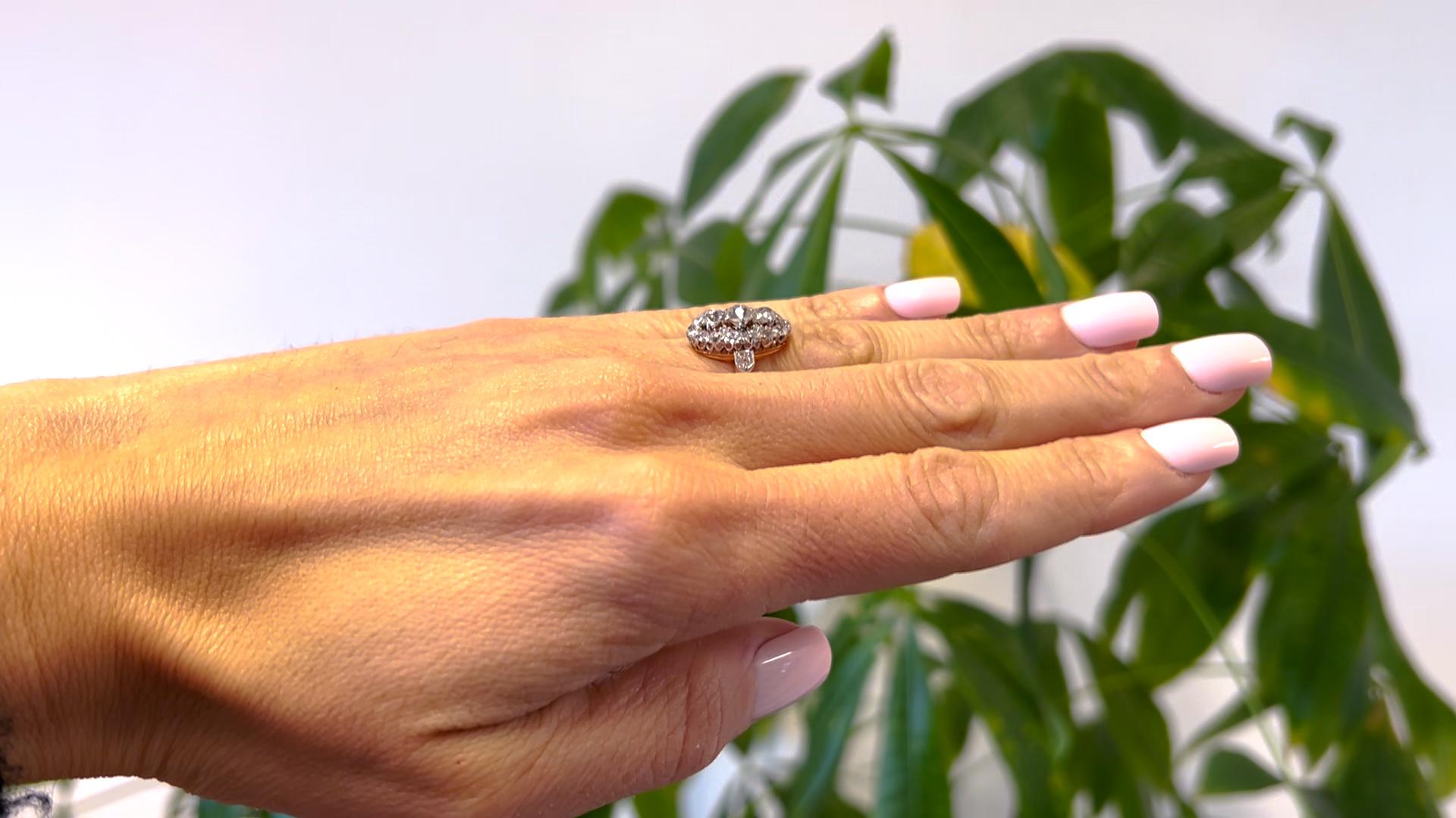 Belle Époque Französisch Diamant Platin 18k Rose Gold Ring im Zustand „Gut“ im Angebot in Beverly Hills, CA