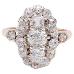 Belle Époque French Diamond Platinum 18k Rose Gold Ring