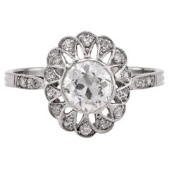 Belle Époque French diamond platinum cluster ring