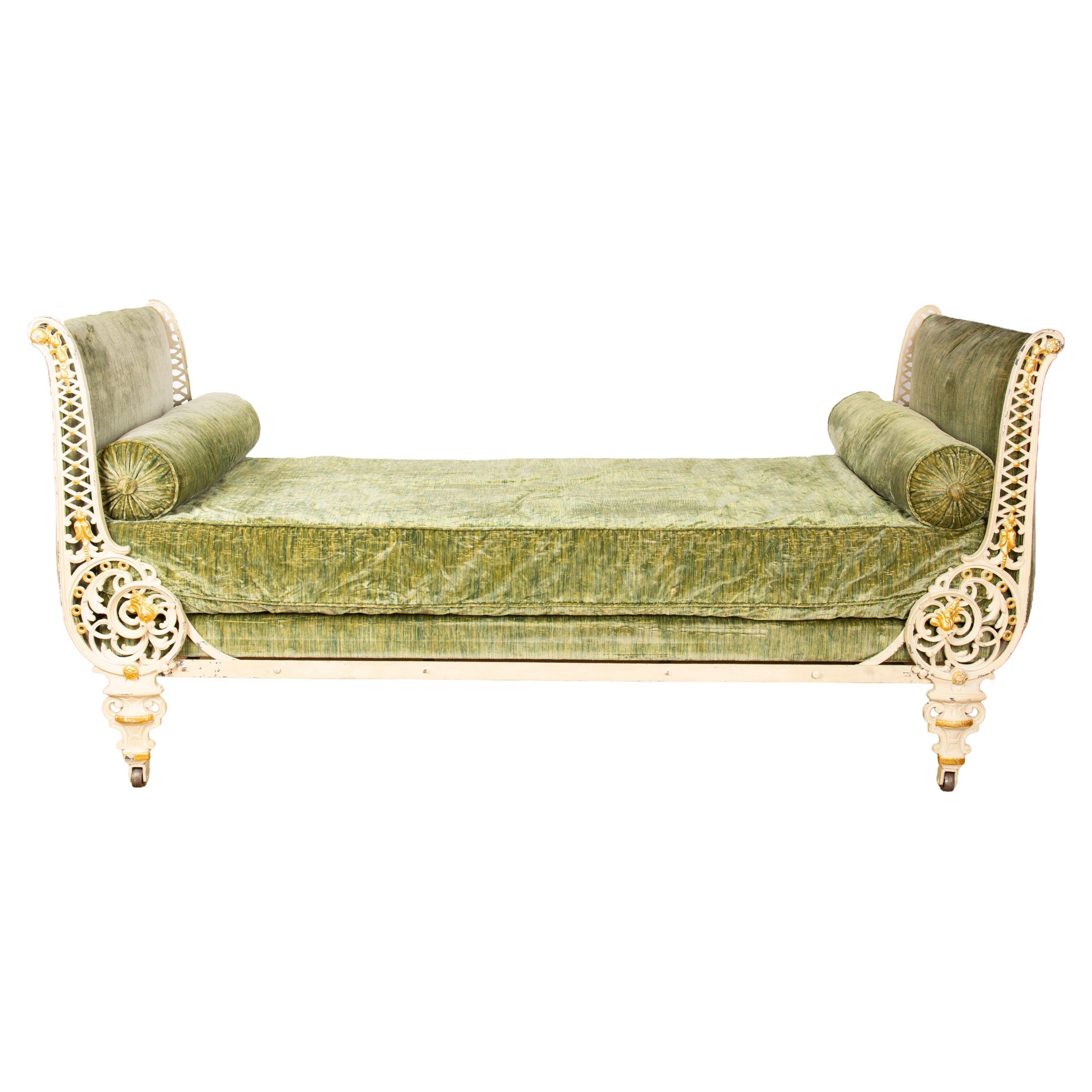 Belle Époque French Gilded Iron Daybed, 19th Century For Sale