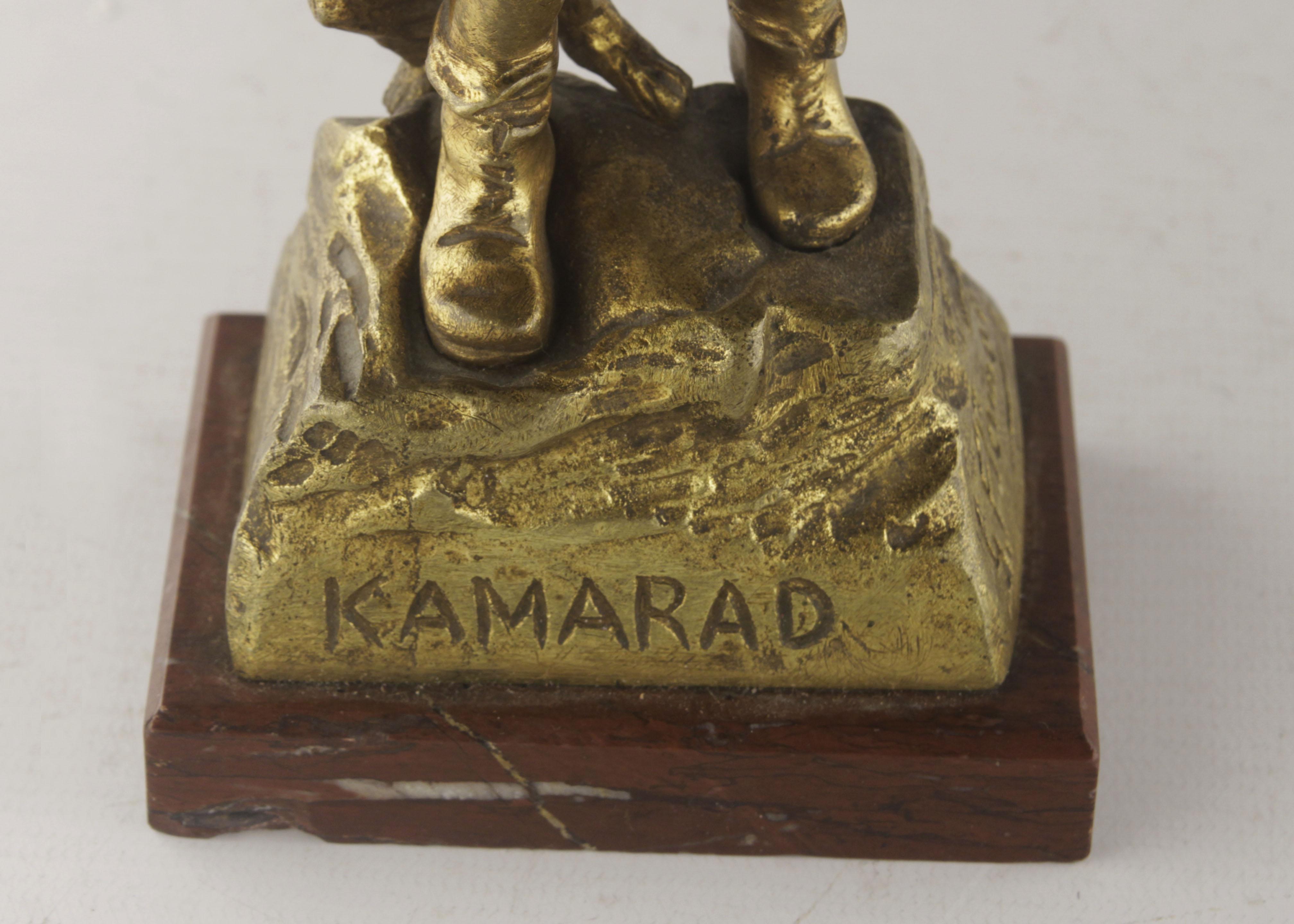 Belle Époque French Gilt Bronze Sculpture of Boy Playing Kamarad by G. Flamand  In Good Condition For Sale In North Miami, FL