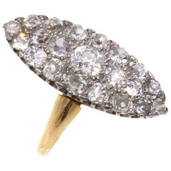 Belle Epoque French Old European Cut Diamond Platinum 18 Karat Gold Ring