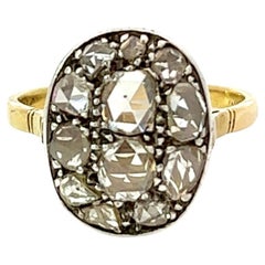 Belle Époque French Rose Cut Diamond 18 Karat Yellow Gold Cluster Ring