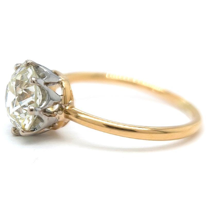 Women's or Men's Belle Époque GIA 2.01 Carats Old Euro Cut Diamond 18K Yellow Gold Solitaire Ring