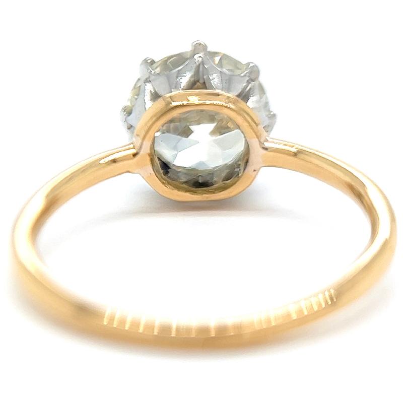 Belle Époque GIA 2.01 Carats Old Euro Cut Diamond 18K Yellow Gold Solitaire Ring 1