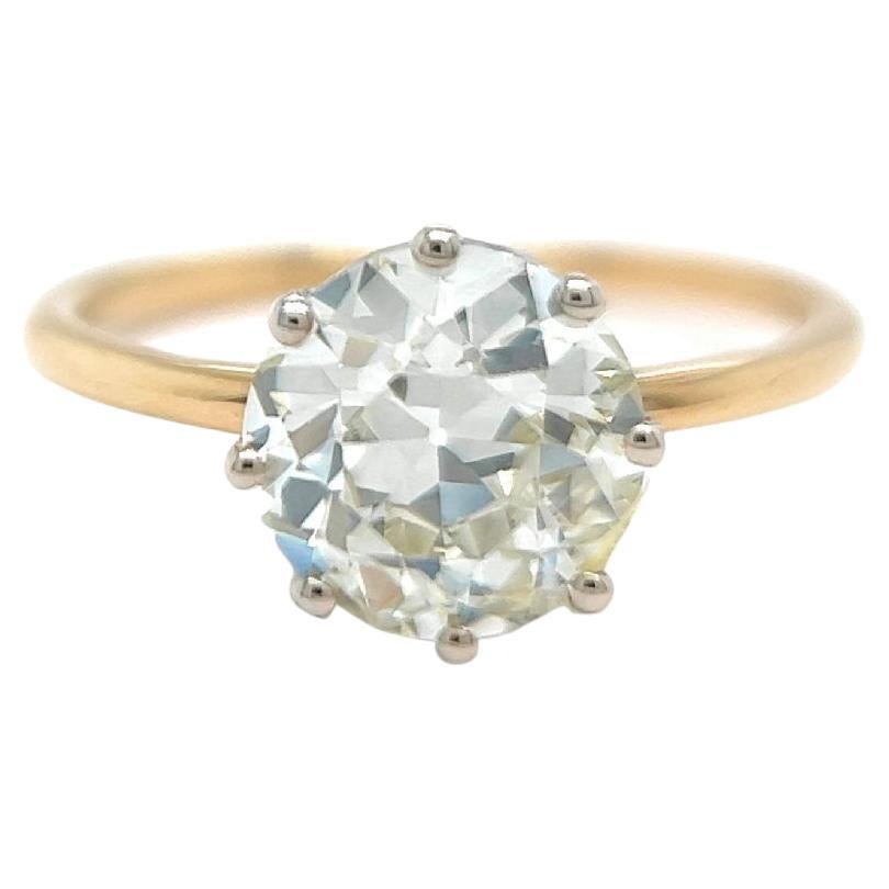 Belle Époque GIA 2.01 Carats Old Euro Cut Diamond 18K Yellow Gold Solitaire Ring