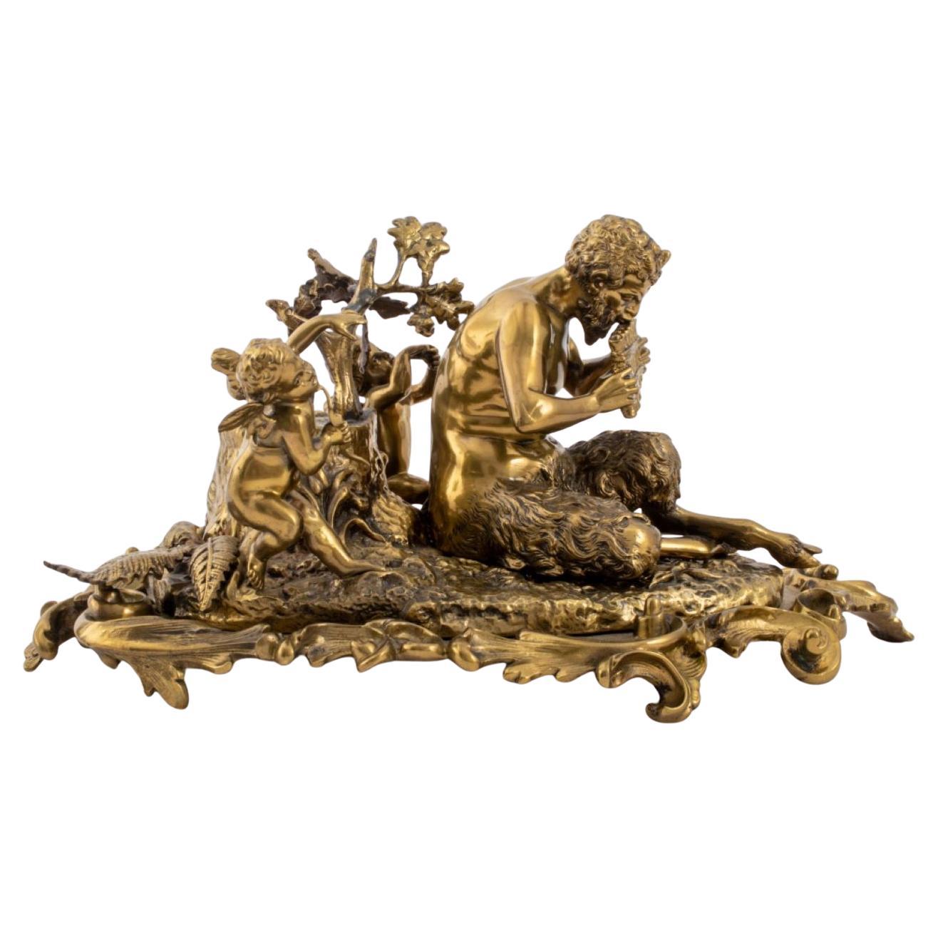 Vergoldete Bronze-Figurengruppe-Skulptur aus der Belle Epoque