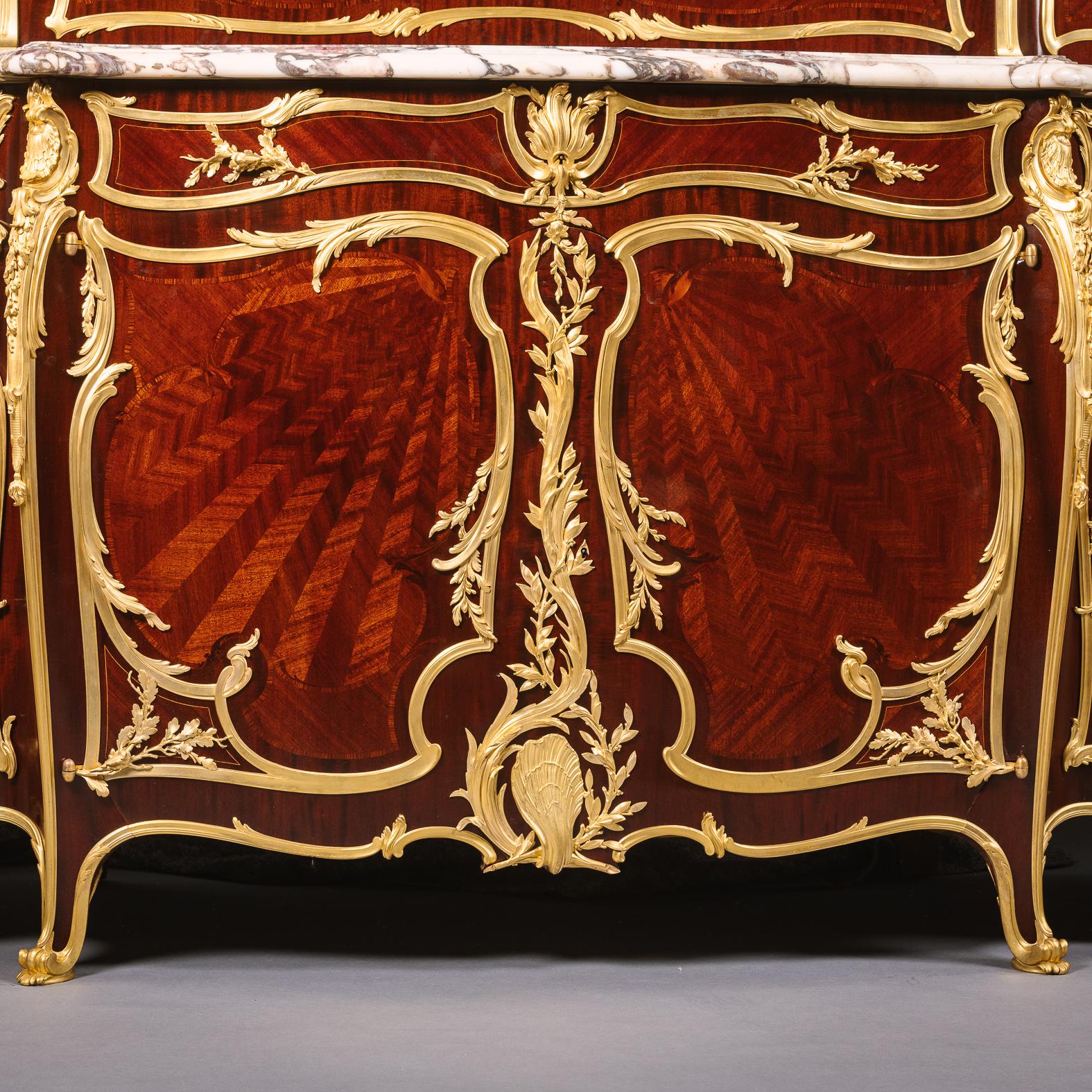 Belle Epoque Gilt-Bronze Mounted Parquetry Inlaid Buffet, By François Linke For Sale 3