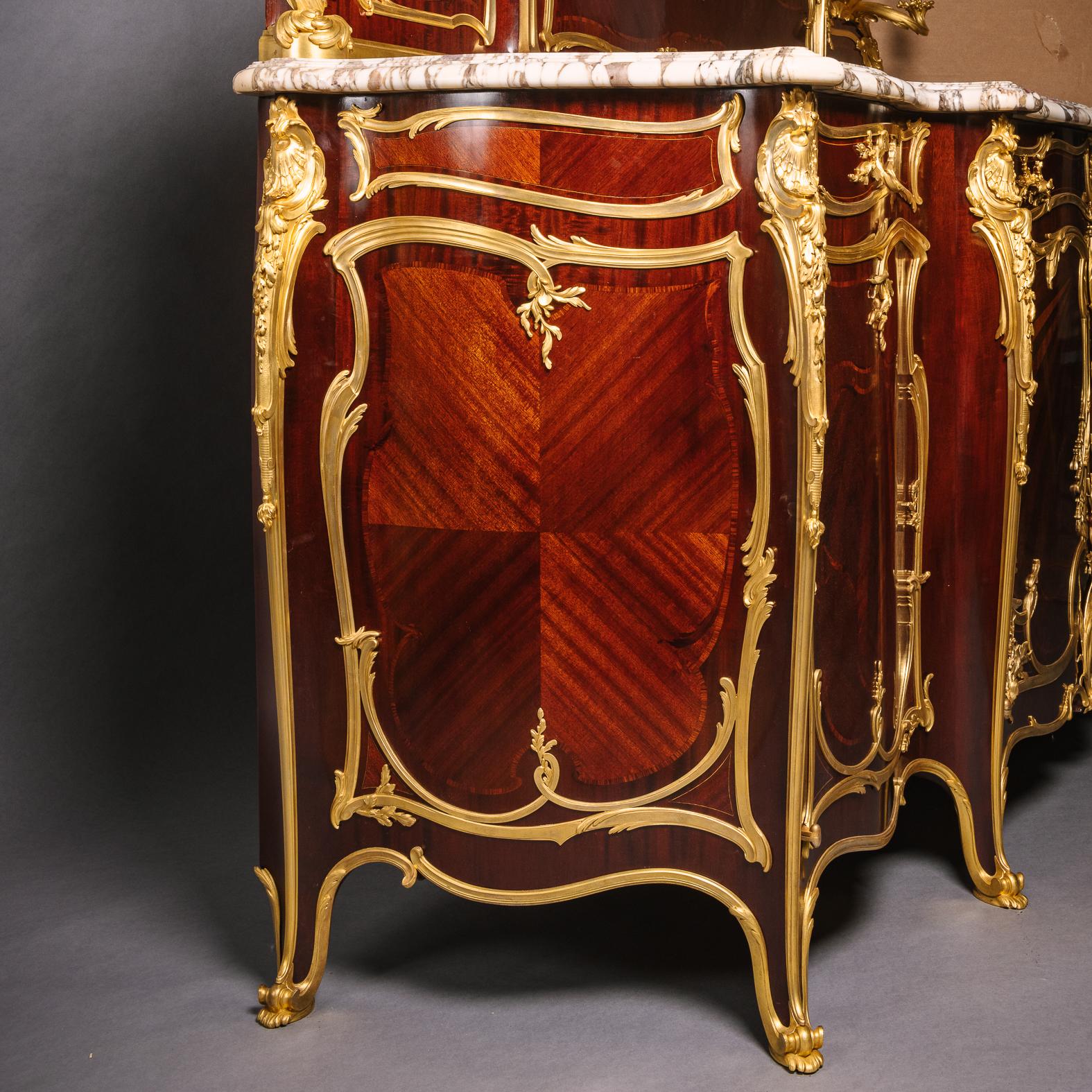 Belle Epoque Gilt-Bronze Mounted Parquetry Inlaid Buffet, By François Linke For Sale 7