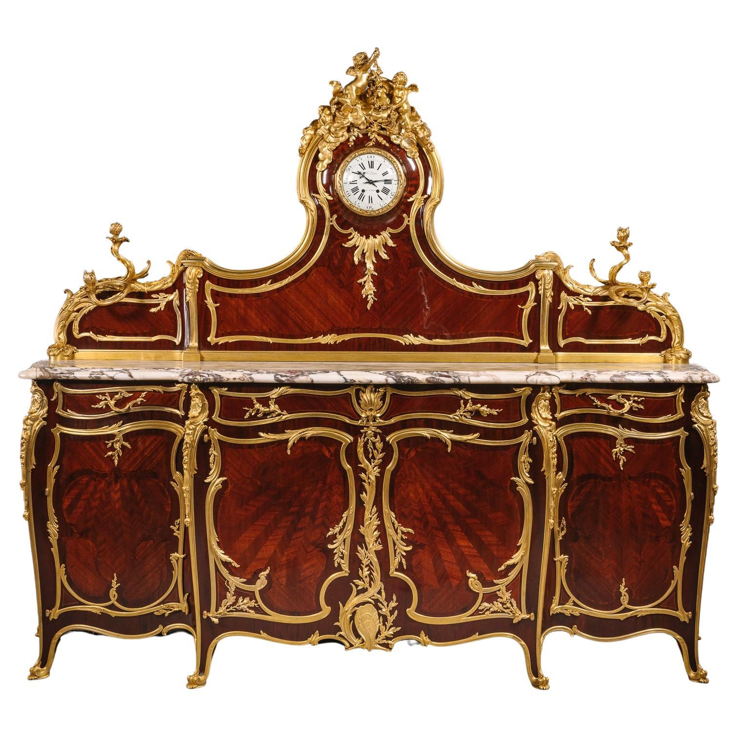 Belle Epoque Gilt-Bronze Mounted Parquetry Inlaid Buffet, By François Linke For Sale