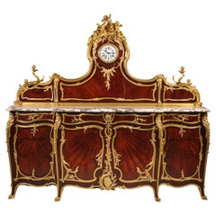 Antique Belle Epoque Gilt-Bronze Mounted Parquetry Inlaid Buffet, By François Linke