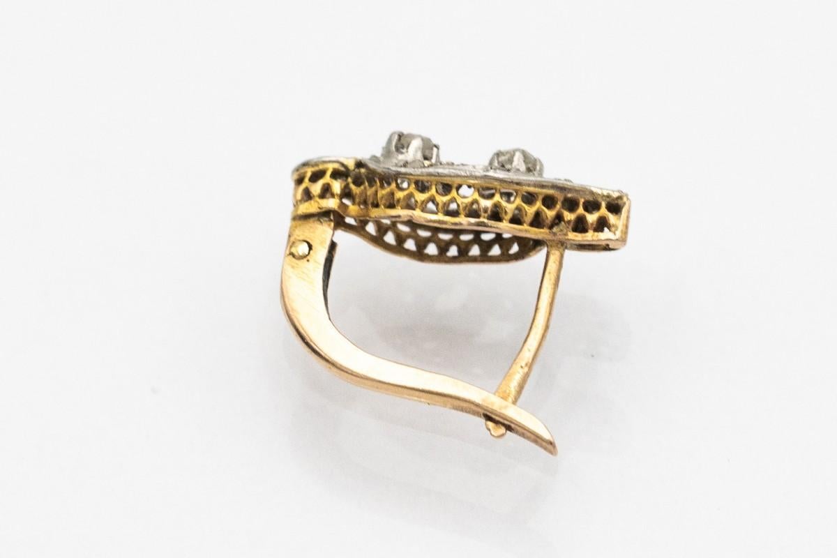 Belle Époque Belle Epoque gold earrings with rose cut diamonds For Sale