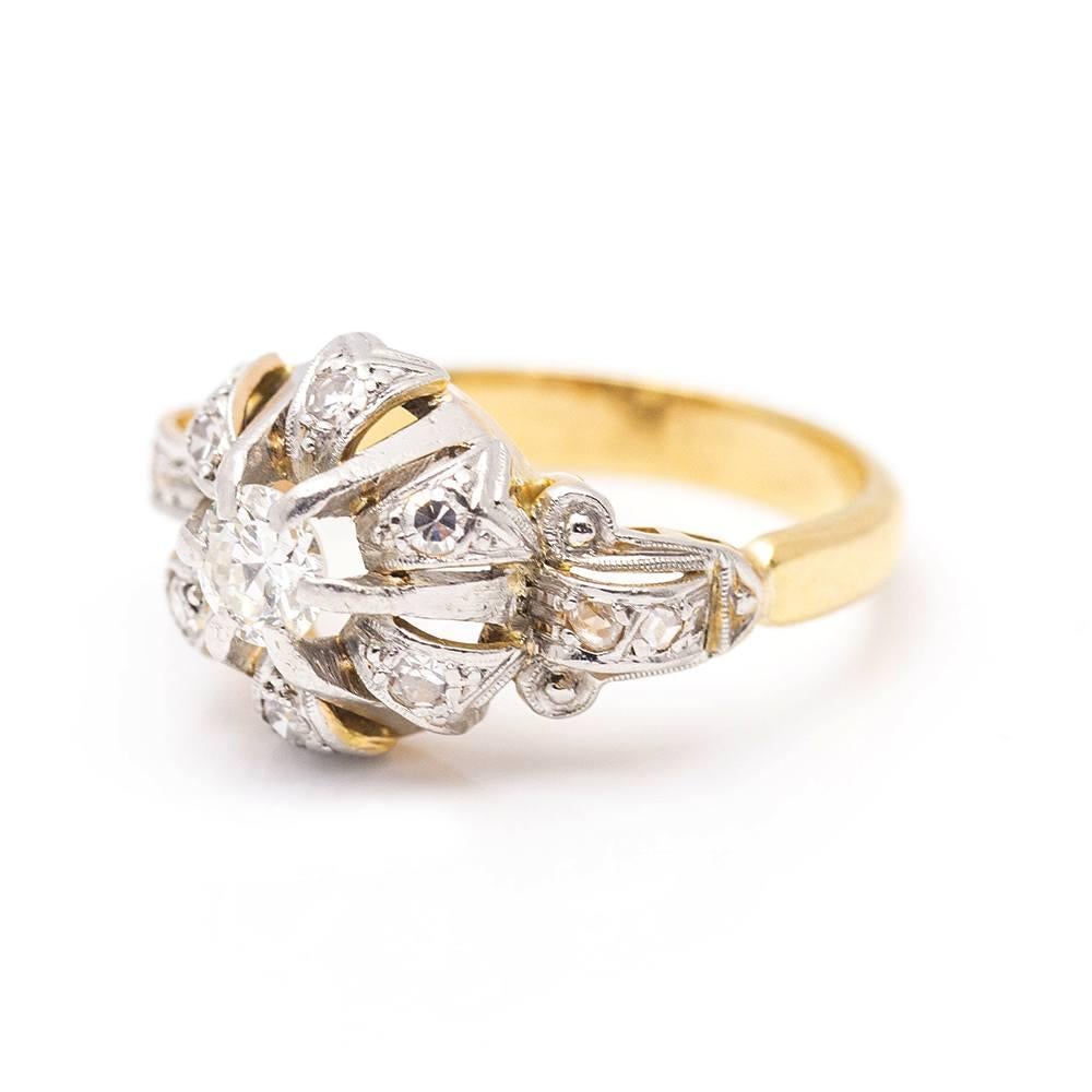 Belle Époque Gold, Platinum and Diamond Ring For Sale 1