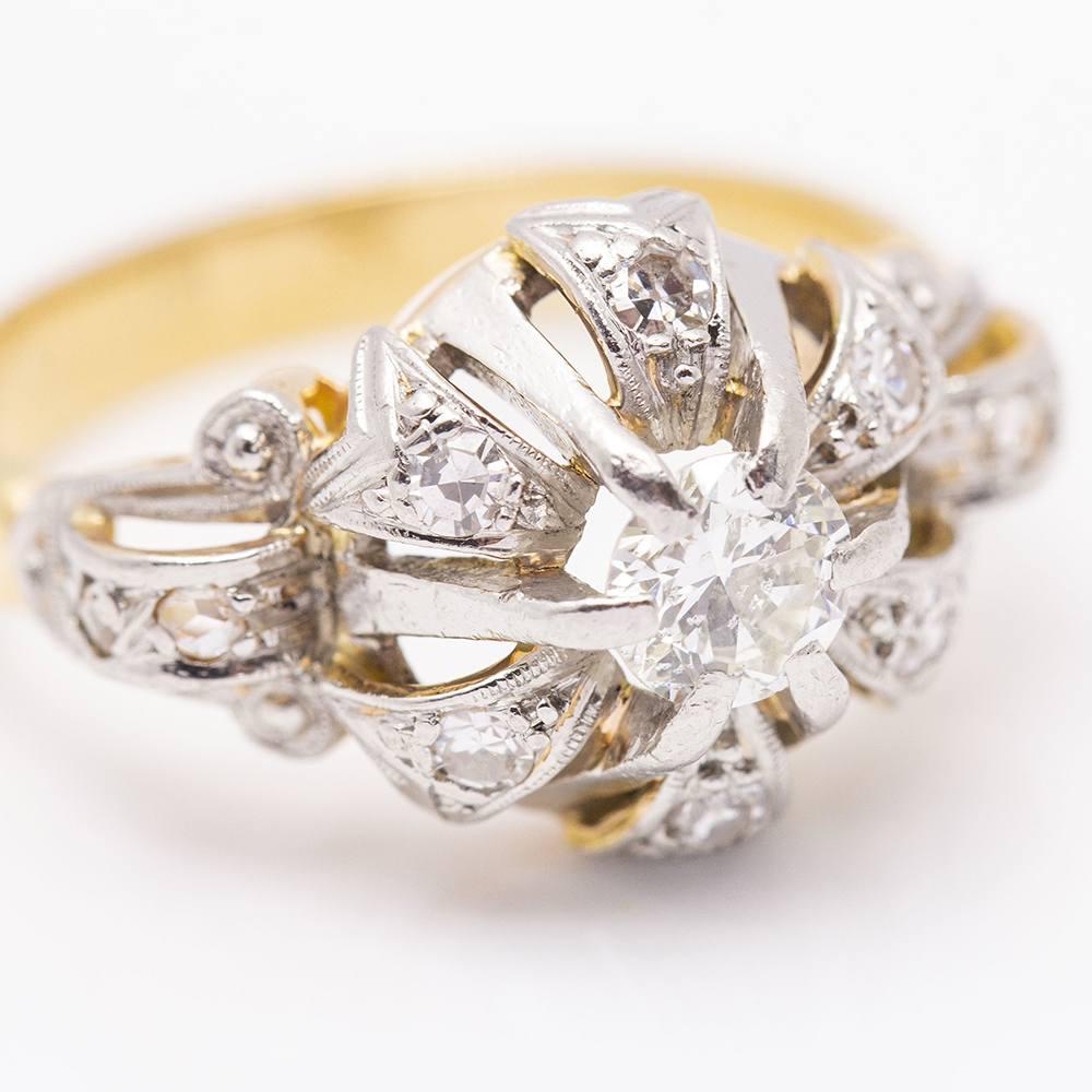 Belle Époque Gold, Platinum and Diamond Ring For Sale 2