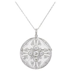 Belle Epoque Handmade Platinum and Diamond Brooch Pendant