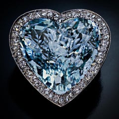 Belle Epoque Heart Shaped Aquamarine and Diamond Brooch Pendant Ref: 740551