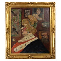 Vintage Belle Epoque Impressionist Woman Painting, 19th Century