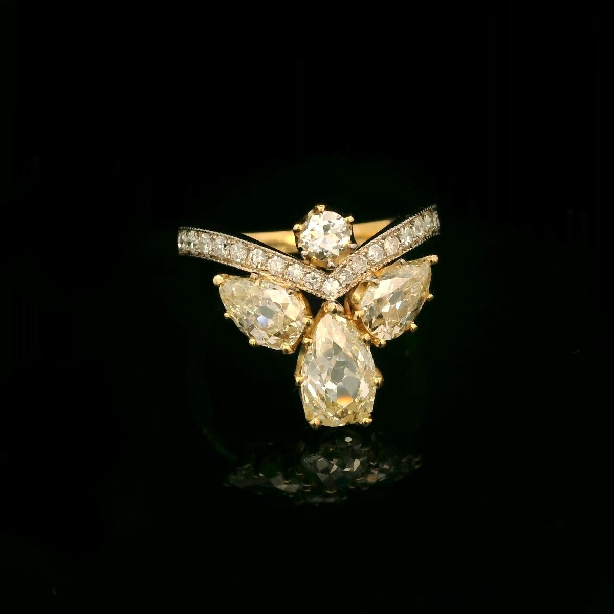 Old European Cut Belle époque inspired 2.75 Carats diamond ring