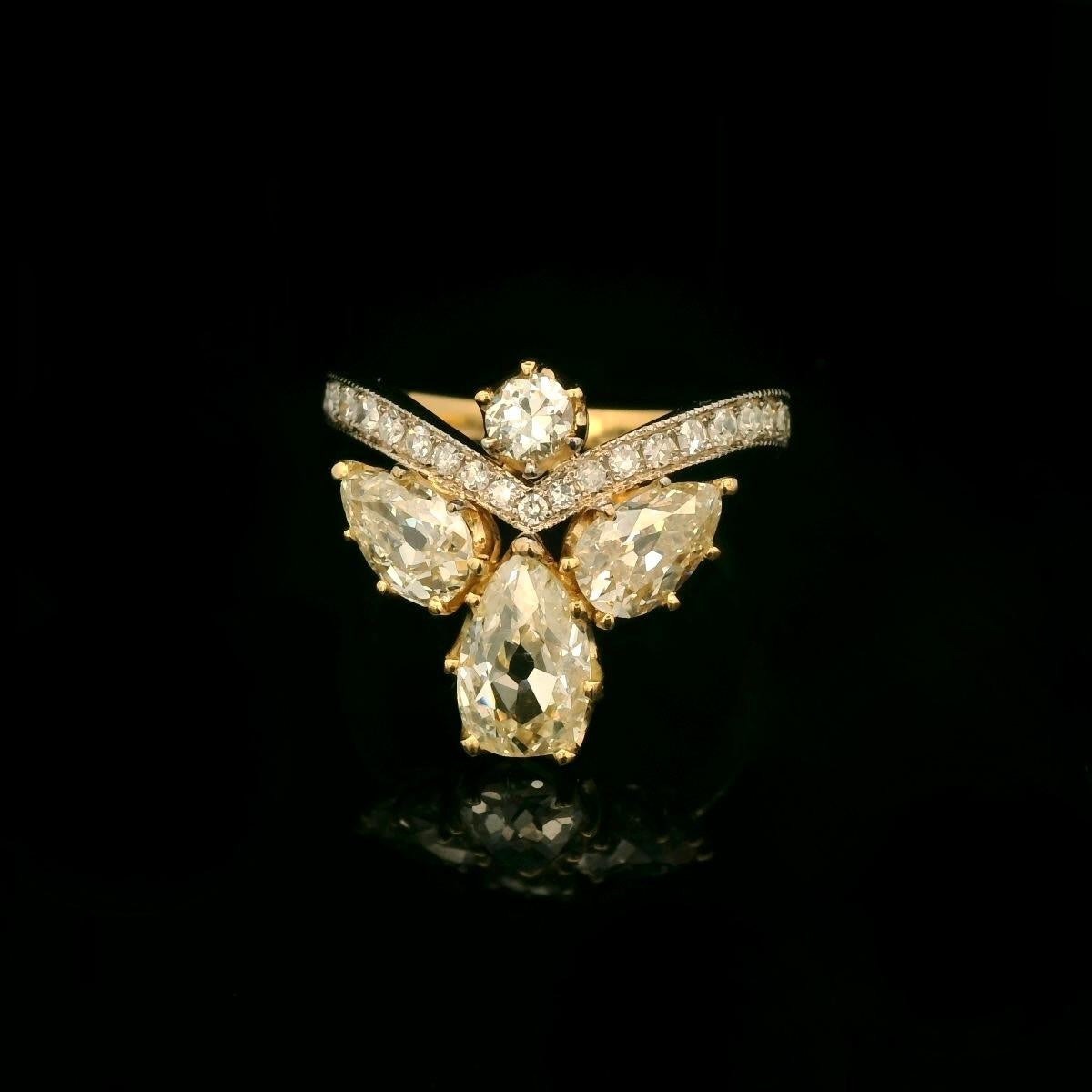 Belle époque inspired 2.75 Carats diamond ring In New Condition In Uccle, BE