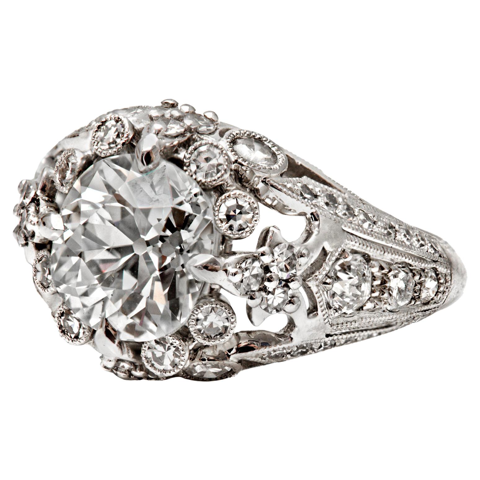 Belle Époque Inspired Diamond and Platinum Ring