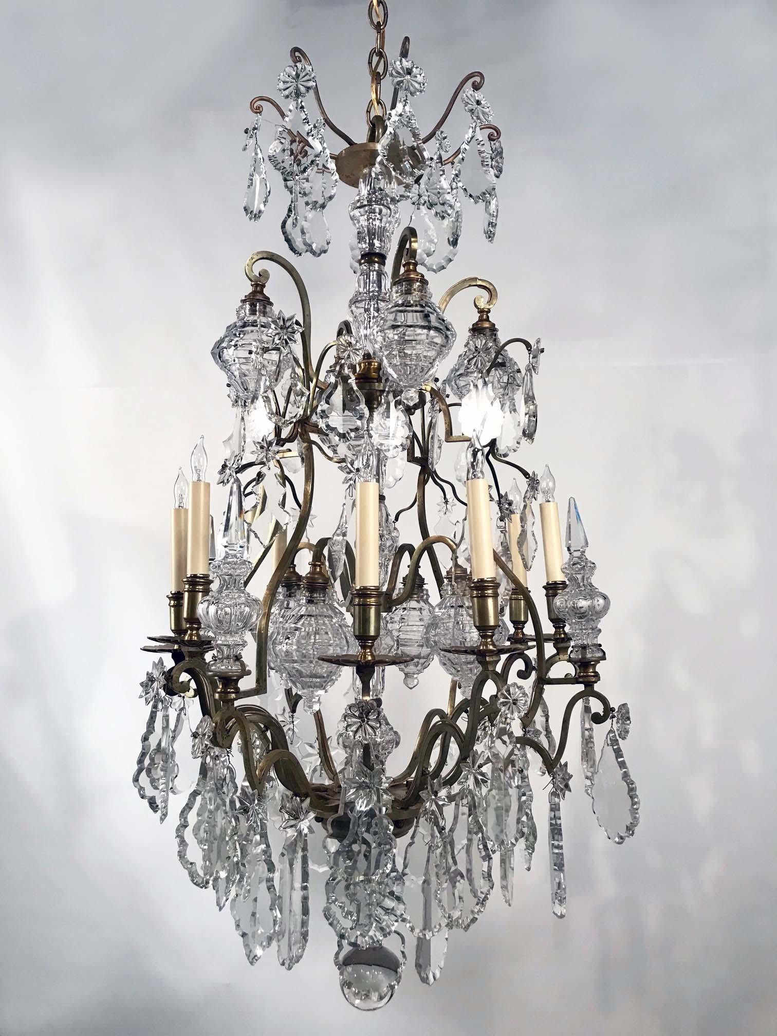 French Belle Epoque Louis XV Style Eight Arm Bronze Chandelier For Sale