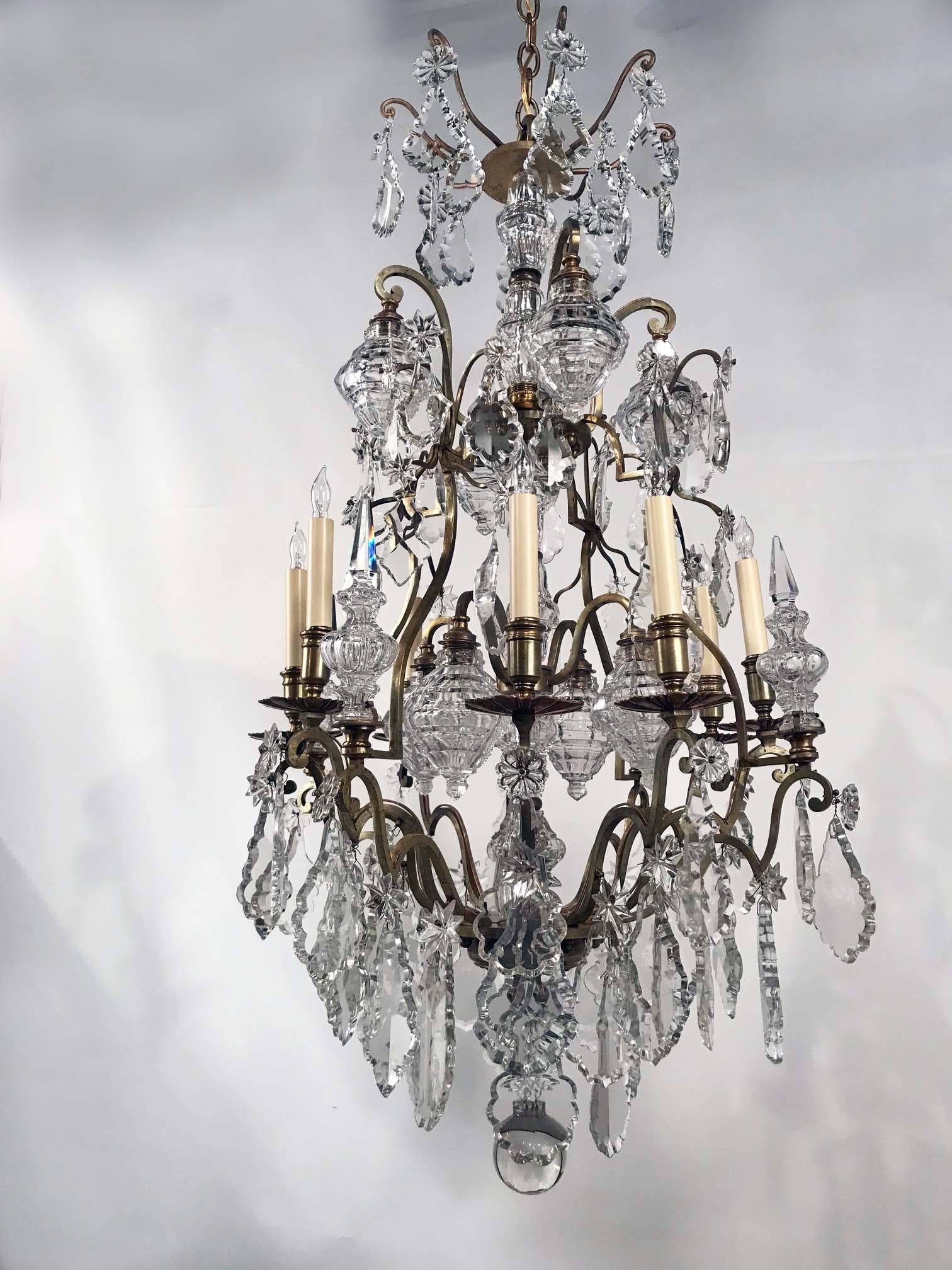 Hand-Crafted Belle Epoque Louis XV Style Eight Arm Bronze Chandelier For Sale