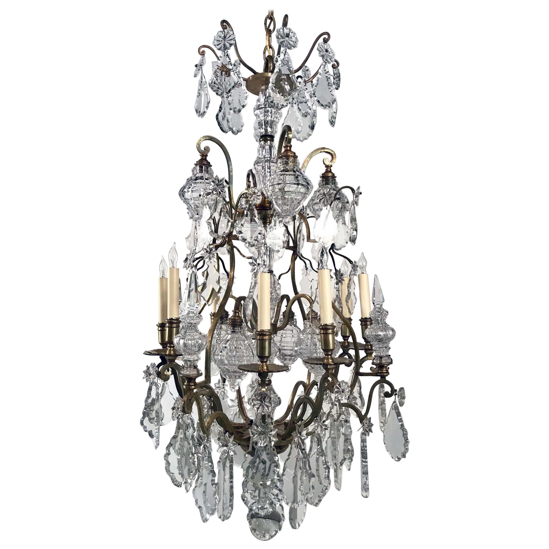 Belle Epoque Louis XV Style Eight Arm Bronze Chandelier For Sale