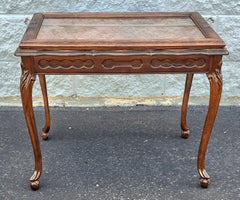 Belle Epoque Louis XV Style Side Table with Glass Serving Tray, Refinished