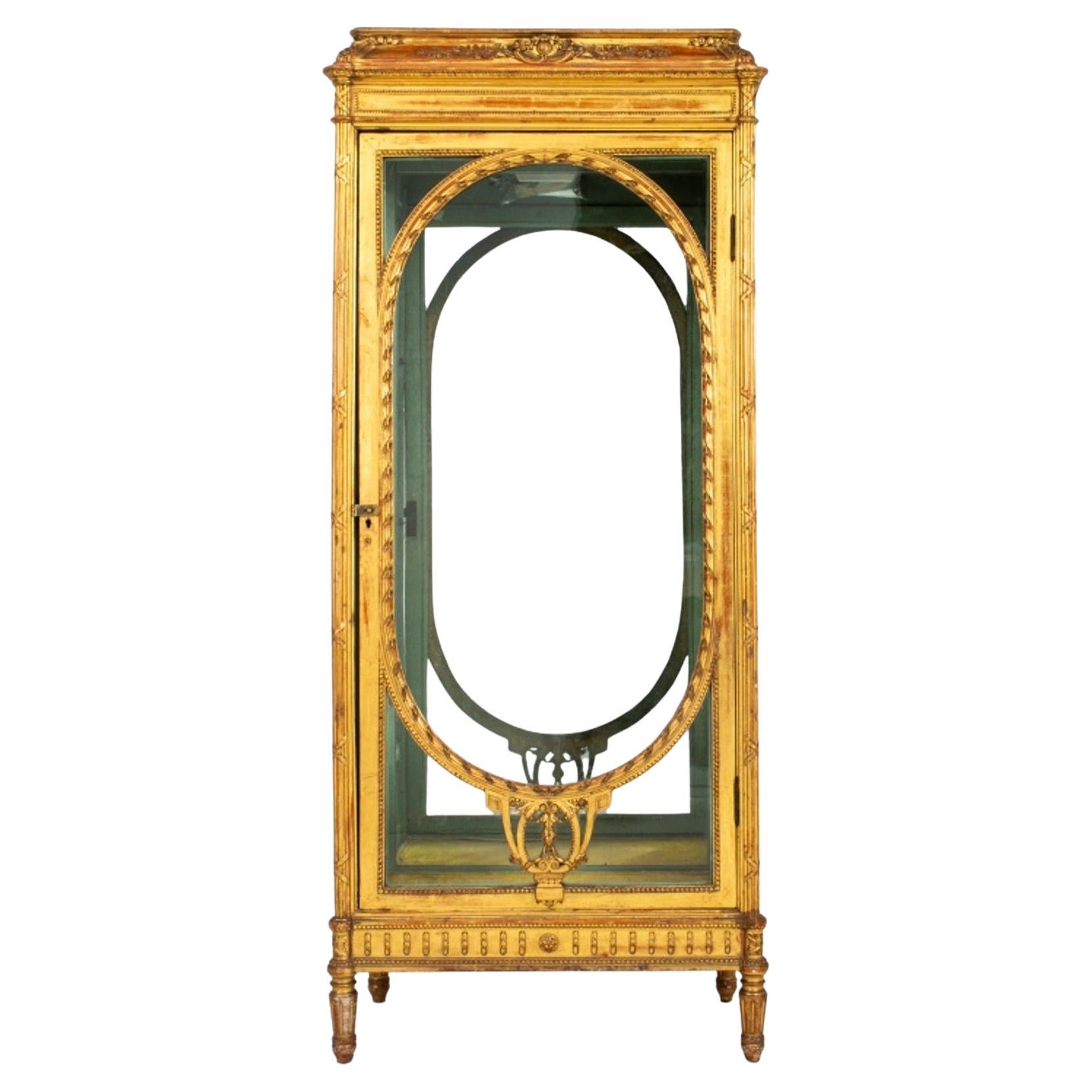 Belle Epoque Louis XVI Style Giltwood Vitrine For Sale