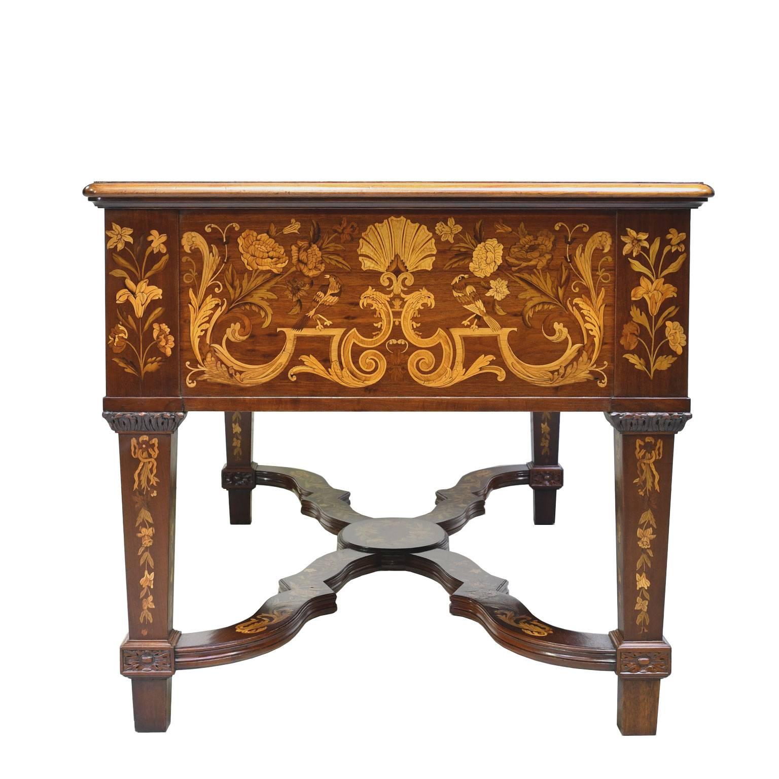 Belle Époque Marquetry Partners' Desk, Europe, circa 1900 3