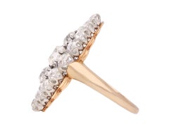 Belle Époque marquise shape diamond cluster ring, French, circa 1905.