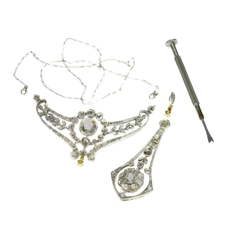 Belle Époque Multi Use Diamond Necklace and Pendant Made by Wolfers In Excellent Condition For Sale In Antwerp, BE