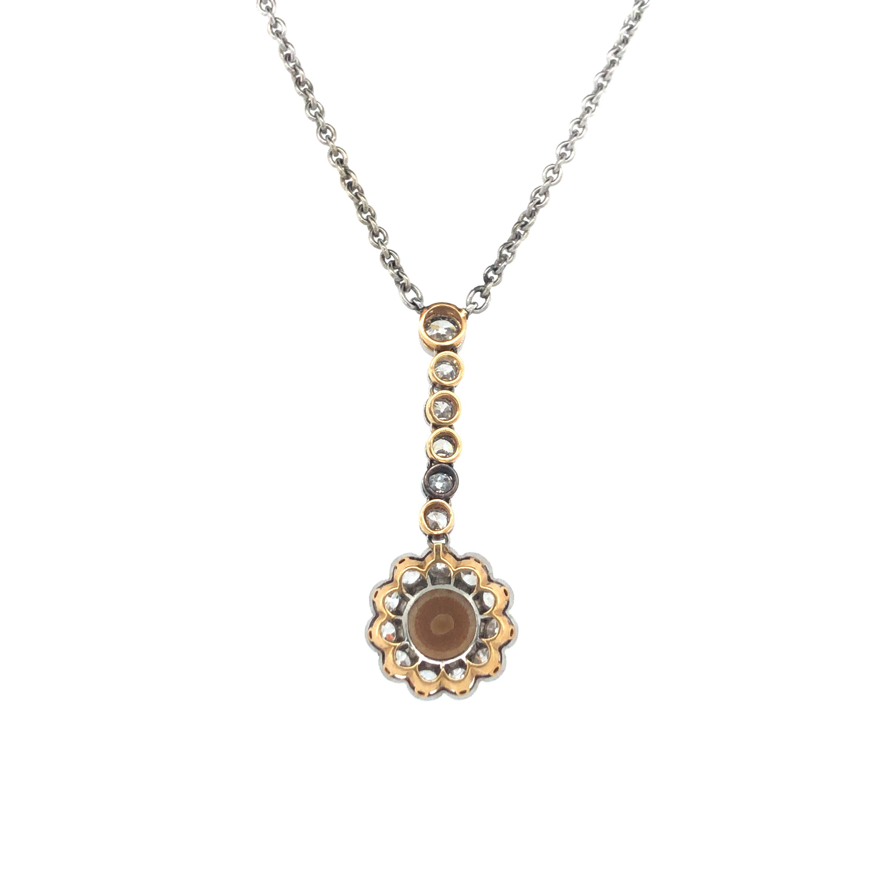 Women's or Men's Belle Époque Natural Pearl and Diamond Necklace in Platinum and Gold For Sale