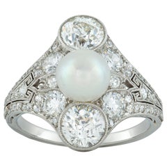 Belle Époque Natural Pearl and Diamond Ring