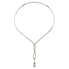 Belle Époque Naturperlen Tropfen und Diamant Lavalier Halskette