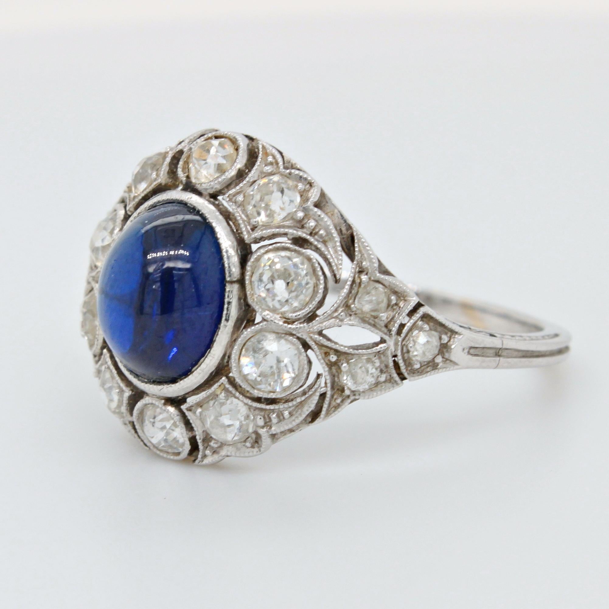 Women's Belle Époque Natural Sapphire and Diamond Ring, circa 1910s