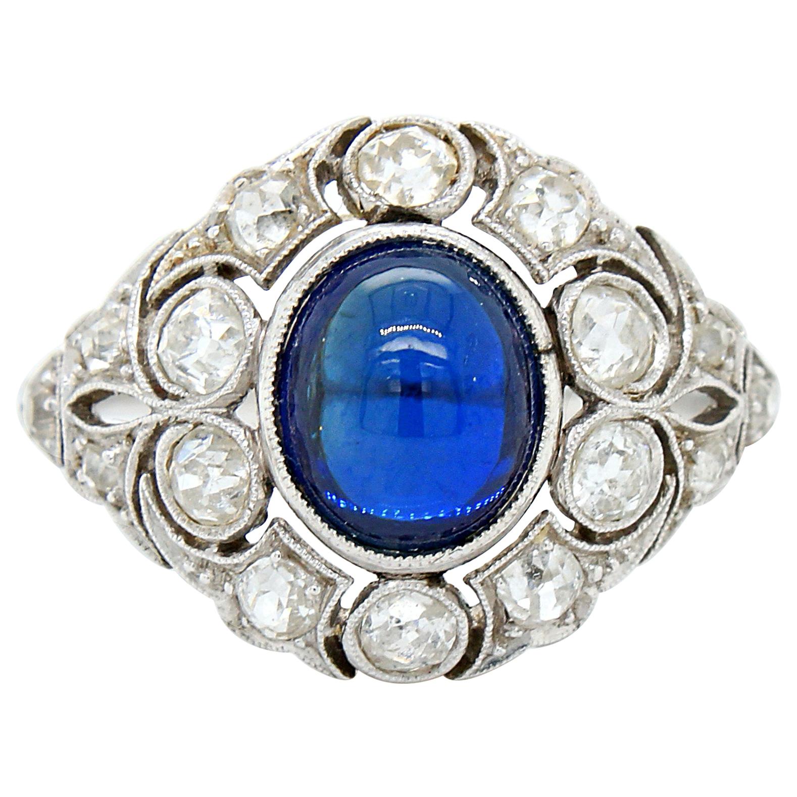 Belle Époque Natural Sapphire and Diamond Ring, circa 1910s