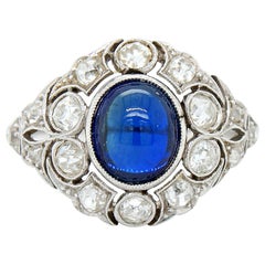 Belle Époque Natural Sapphire and Diamond Ring, circa 1910s