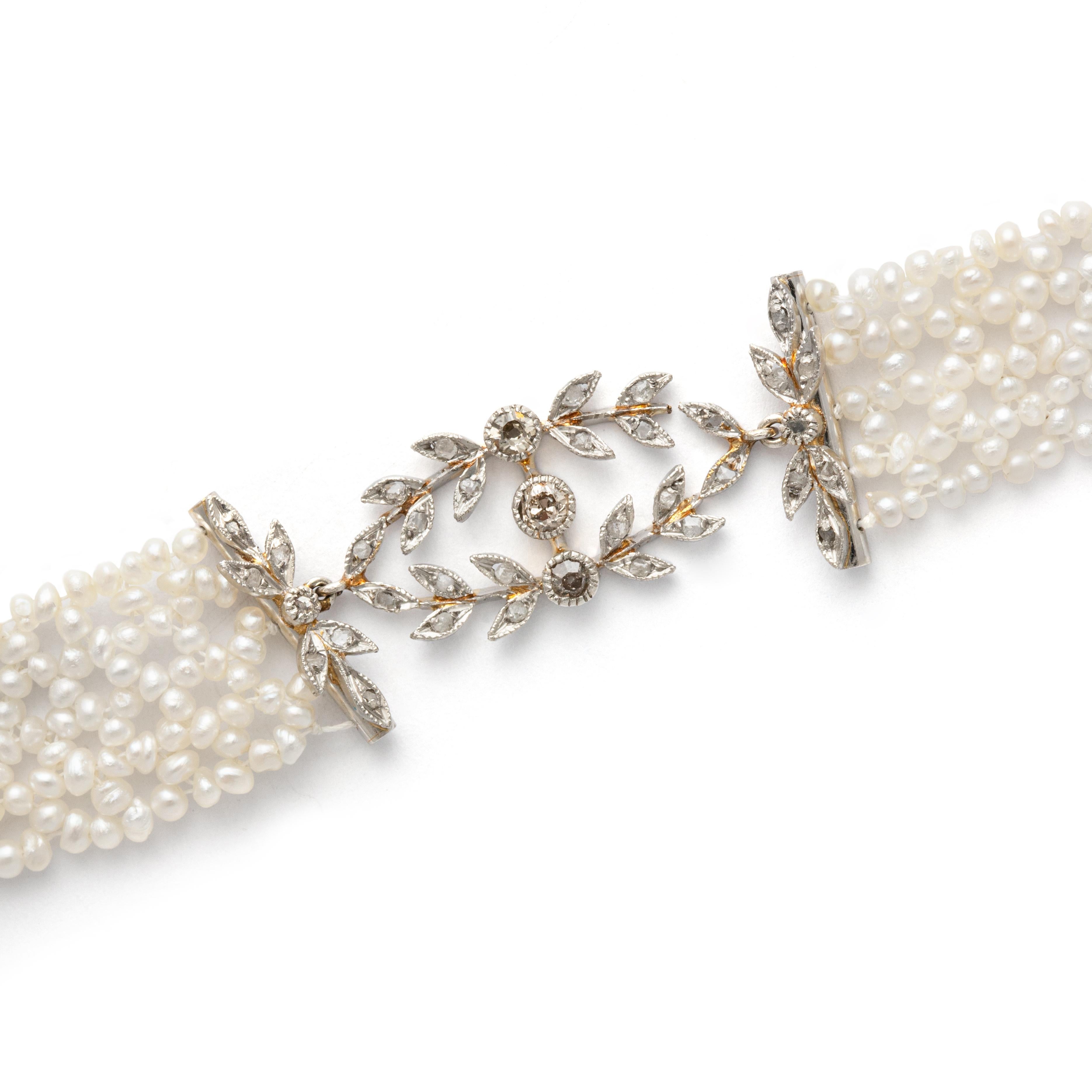 Belle Époque Belle Epoque Necklace Natural Pearl Diamond For Sale