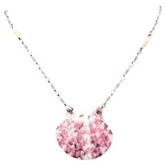 Belle Époque Necklace St. James Scallop Shell Metall Purple Rose Coloured Enamel