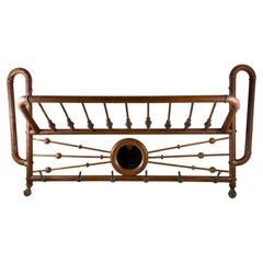 Belle Epoque Oak & Brass Hanging & Folding Hall Coat & Hat Rack